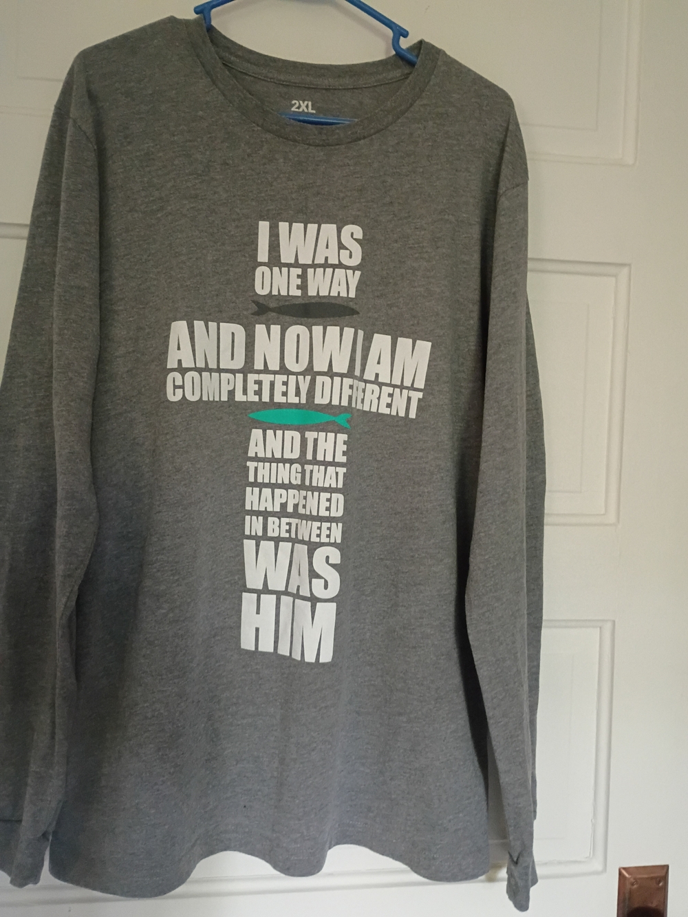 Gray Long-Sleeve Graphic Men's Shirt - 2XL